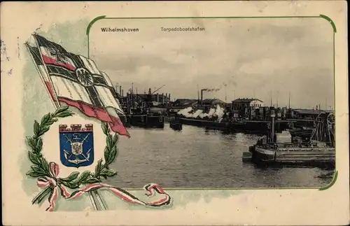 Wappen Passepartout Ak Wilhelmshaven, Torpedobootshafen