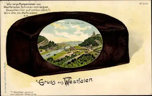 Passepartout Litho Porta Westfalica in Westfalen, Pumpernickel