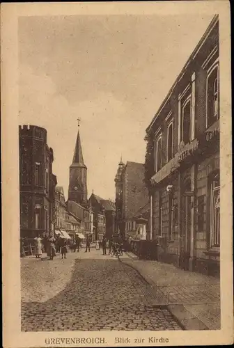 Ak Grevenbroich in Westfalen, Straßenpartie, Kirche