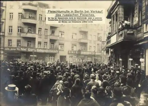 Ak Berlin Wedding, Fleischtumulte, Verkauf russischen Fleisches, Schererstraße, Fleischrevolte 1912