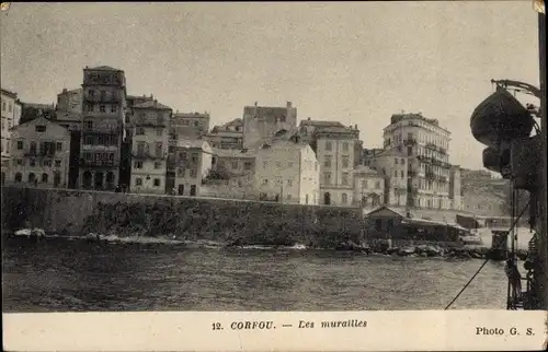 Ak Korfu Griechenland, Teilansicht, Stadtbefestigung