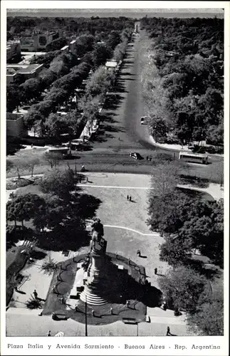 Ak Buenos Aires Argentinien, Plaza Italia y Avenida Sarmiento