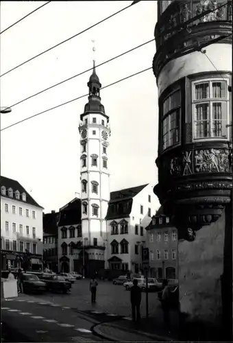 Foto Ak Gera in Thüringen, Rathaus, Turm, Erker