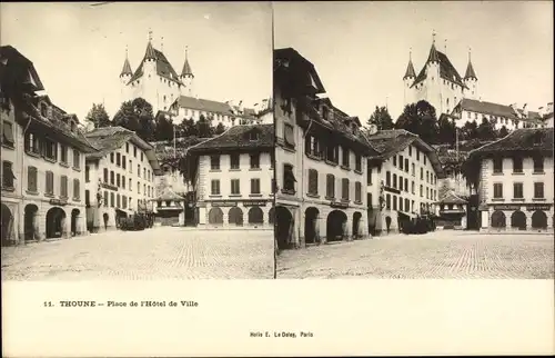 Stereo Ak Thun Kt. Bern Schweiz, Rathausplatz