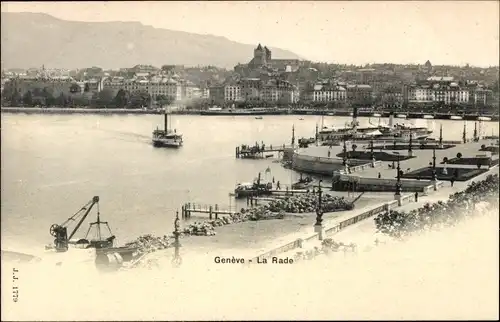 Ak Genève Genf Stadt, Hafen, Salondampfer, Anlegestelle