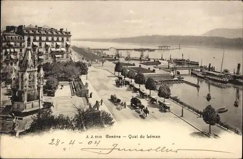 Ak Genève Genf Stadt, Quai du Léman, Hafen