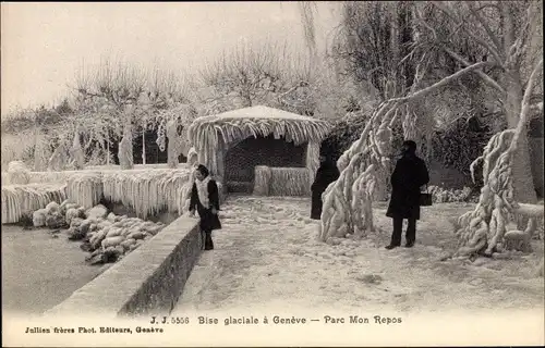 Postkarte Genf Genf Schweiz, Bise glaciale, Parc Mon Repos
