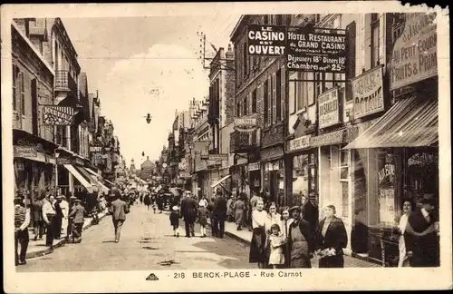 Ak Berck Plage Pas de Calais, Rue Carnot, Casino