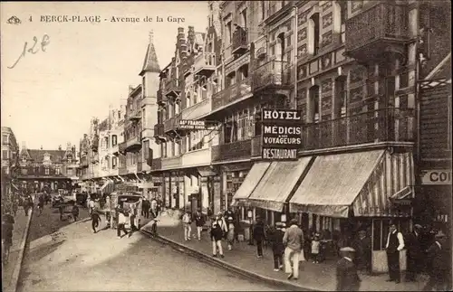 Ak Berck Plage Pas de Calais, Avenue de la Gare, Hotel Medicis