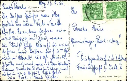 Ak Ronneburg in Thüringen, Blick vom Baderteich