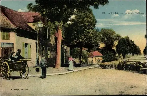 Ak Mailly le Camp Aube, Straße nach Chalons