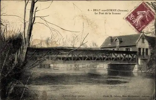 Ak Bray-sur-Somme, Die Brücke der Somme