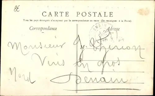 Postkarte Amiens-Somme, Ausstellung 1906, Blaue Flagge, Café-Restaurant