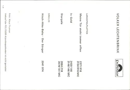 Ak Sänger Volker Lechtenbrink, Portrait in Lederjacke, Autogramm