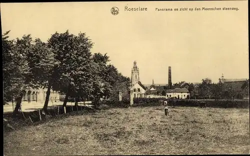 Ak Roeselare Roeselaere Rousselare Roulers Westflandern, Panorama, Meenschen steenweg