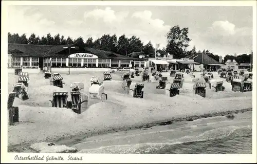 Ak Ostseebad Grömitz in Holstein, Strand, Kursaal, Strandkörbe
