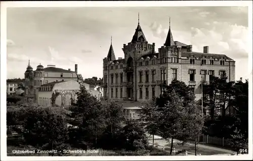 Ak Ostseebad Zinnowitz auf Usedom, Schwabes Hotel