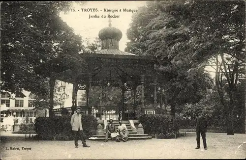 Ak Troyes Aube, Kiosque a Musique, Jardin du Rocher