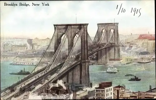Ak New York City USA, Brooklyn Bridge
