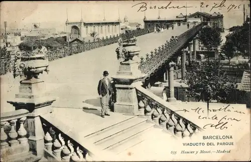 Ak Barcelona Katalonien, Park, Viadukt