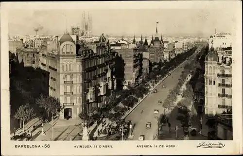 Ak Barcelona Katalonien Spanien, Avenida 14. April