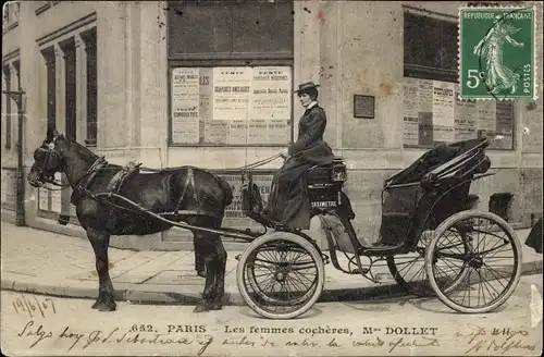 Ak Paris, Les Femmes Cocheres, Mme Dollet