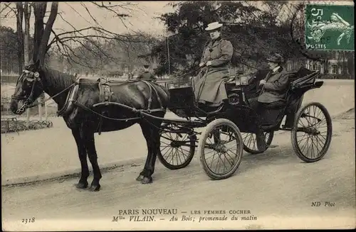 Ak Paris, Kutscherin Mademoiselle Vilain