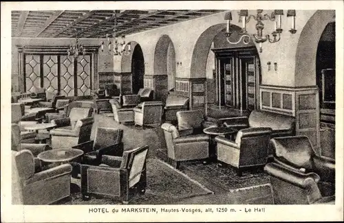 Ak Le Markstein Fellering Felleringen Vogesen Elsass Haut-Rhin, Hotel, Lobby