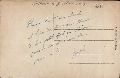 Ak Mulhouse Mülhausen Elsass Haut Rhin, Rue Mercière und Rathaus, Rathaus