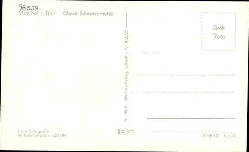 Ak Oberhof im Thüringer Wald, Obere Schweizerhütte