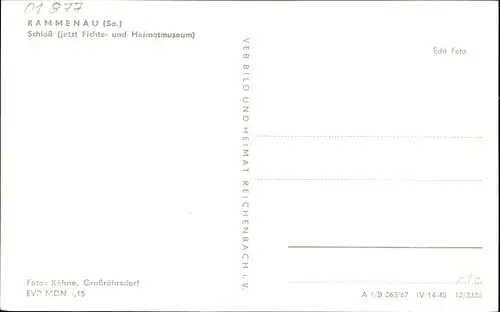 Ak Rammenau Sachsen, Schloss, jetzt Fichte- und Heimatmuseum
