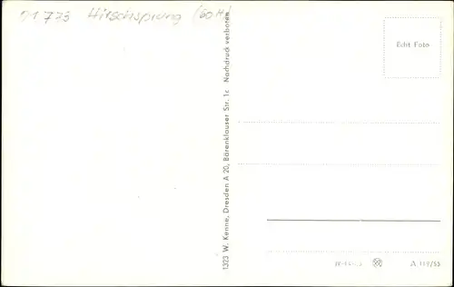 Ak Hirschsprung Altenberg Erzgebirge, Ortsansicht