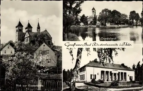 Ak Bad Klosterlausnitz in Thüringen, Klosterkirche, Gondelteich, Moorbad