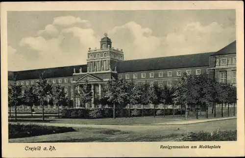 Ak Krefeld in Westfalen, Moltkeplatz mit Realgymnasium