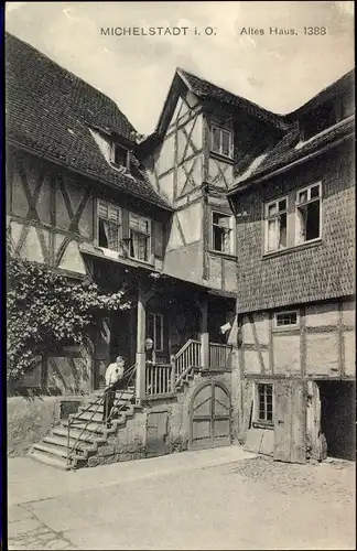 Ak Michelstadt im Odenwald, Altes Haus, 1388, Fachwerkhaus