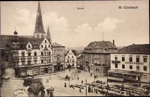 Ak Mönchengladbach am Niederrhein, Markt, Hotel