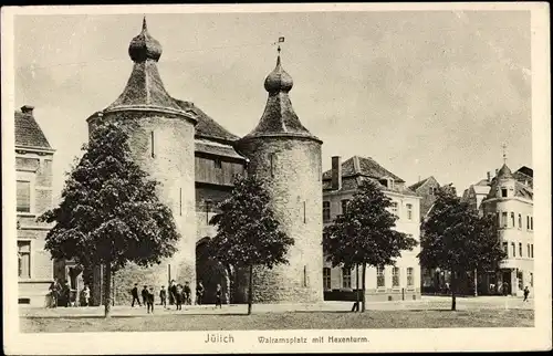 Ak Jülich in Nordrhein Westfalen, Walramsplatz mit Hexenturm
