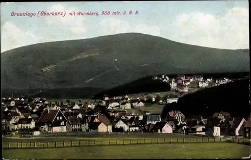 Ak Braunlage Oberharz, Panorama, Wurmberg
