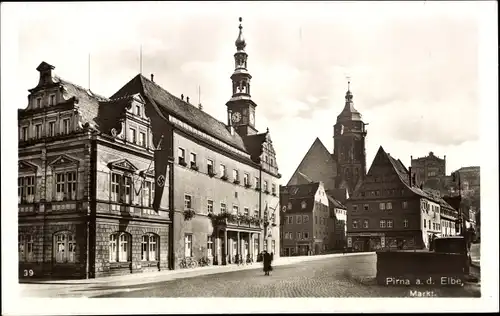 Ak Pirna in Sachsen, Markt