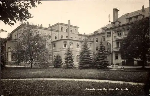 Foto Ak Kreischa im Erzgebirge, Sanatorium, Parkseite