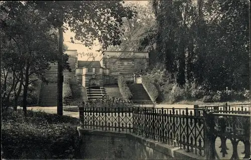 Ak Riesa an der Elbe Sachsen, Freitreppe im Stadtpark