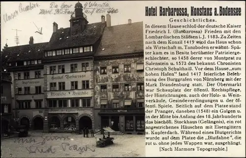 Ak Konstanz am Bodensee, Hotel Barbarossa, Obermarkt, Haus zum hohen Hafen