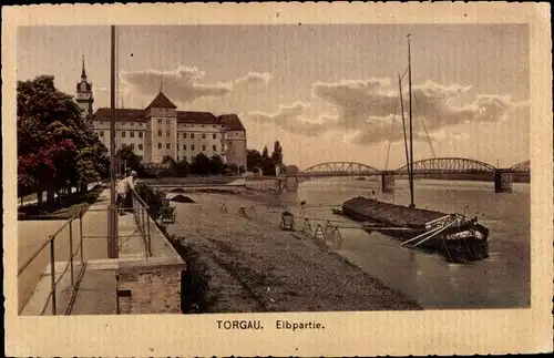 Ak Torgau an der Elbe, Elbpartie