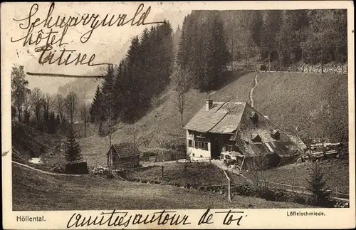 Ak Titisee Neustadt im Breisgau Hochschwarzwald, Höllental, Löffelschmiede