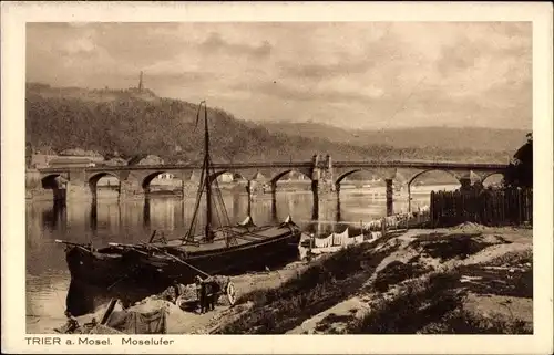 Ak Trier an der Mosel, Moselufer, Brücke