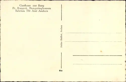 Ak Mengeringhausen Bad Arolsen in Hessen, Gasthaus zur Burg