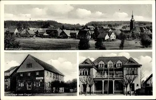 Ak Waldhausen Buchen im Odenwald, Panorama, Gasthaus zum Engel, Caritasheim