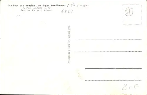 Ak Waldhausen Buchen im Odenwald, Panorama, Gasthaus zum Engel, Caritasheim