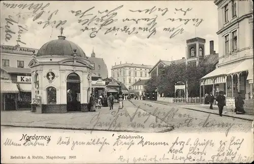 Ak Norderney, Adolphsreihe, Passanten, Straßenpartie