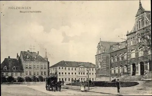 Ak Holzminden an der Weser, Baugewerkschulplatz